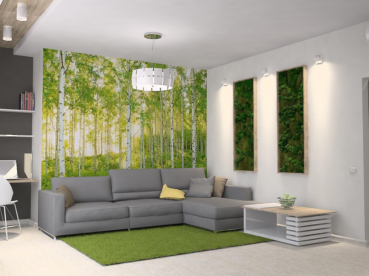 Ý tưởng thiết kế phòng khách 20m2 theo phong cách sinh thái học