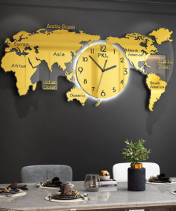 Đồng hồ treo tường bản đồ Thế Giới cao cấp
