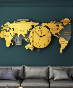 Đồng hồ treo tường bản đồ Thế Giới cao cấp