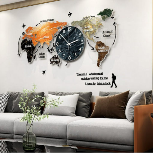 Đồng hồ treo tường hình bản đồ Thế Giới độc đáo