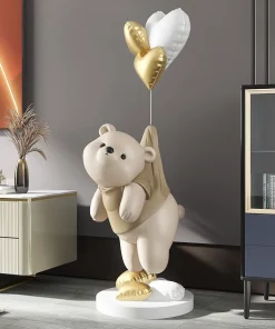 Tượng gấu béo để sàn trang trí phòng khách