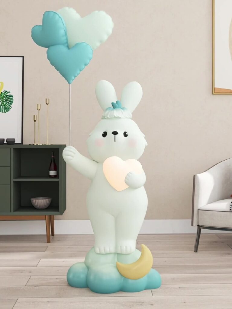 Tượng thỏ bunny ôm đèn led trái tim