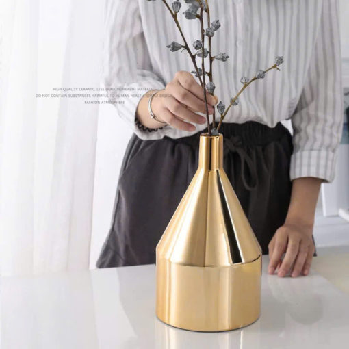 Bộ Lọ Hoa Gốm Mạ Vàng
