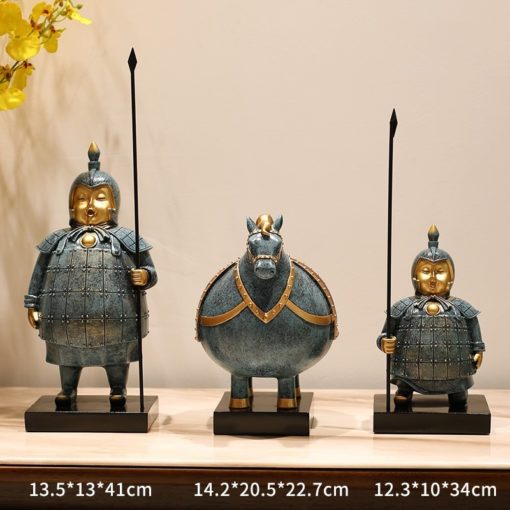 Bộ Tượng Lính Gác Và Chiến Mã Phong Cách Cổ Điển