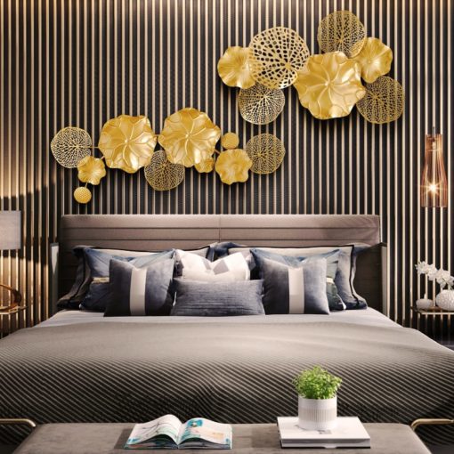 Tranh Kim Loại Nghệ Thuật Lá Sen 3D