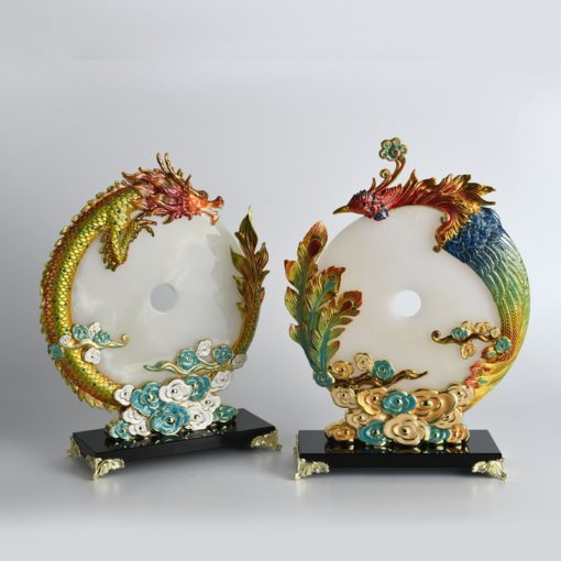 Tượng Long Phụng Hòa Quyện Ngọc Bích