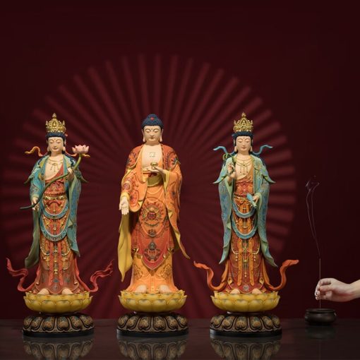 Bộ Tượng Tây Tam Thánh Đứng Trên Đài Sen