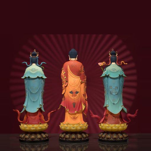 Bộ Tượng Tây Tam Thánh Đứng Trên Đài Sen