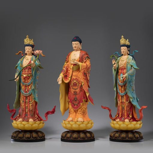 Bộ Tượng Tây Tam Thánh Đứng Trên Đài Sen