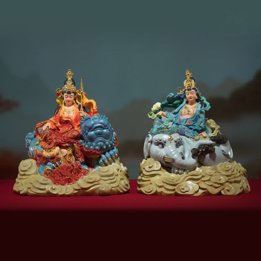 Tượng Văn Thù Và Phổ Hiền Bồ Tát